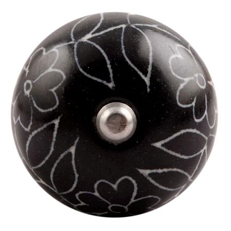 Black Leaf Floral Ceramic Wine Stopper